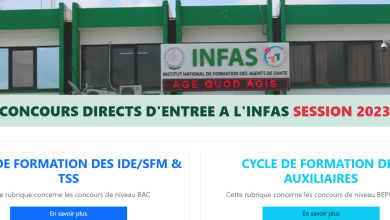 CONCOURS DIRECTS D'ENTREE A L'INFAS SESSION 2023 - CYCLE DE FORMATION DES IDE/SFM & TSS niveau BAC