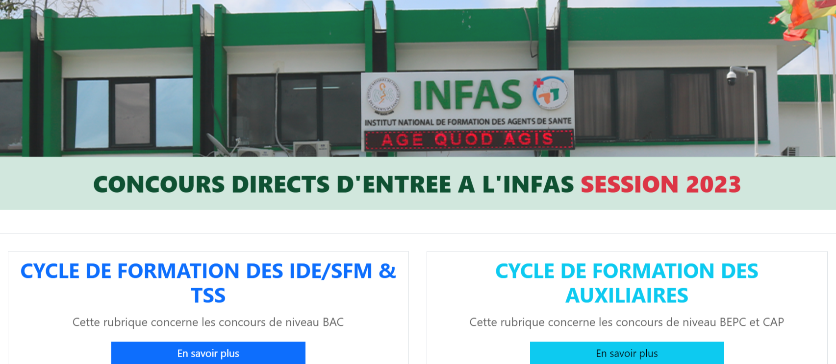 Concours INFAS 2024 Les dates des concours directs d’entrée à l’INFAS