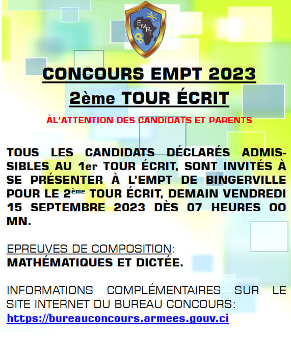 Les R Sultats D Finitifs EMPT 2024 C Te D Ivoire CI Maintenant   Resultats Definitifs EMPT 2023 Consulter Sur Bureauconcours.armees.gouv .ci  